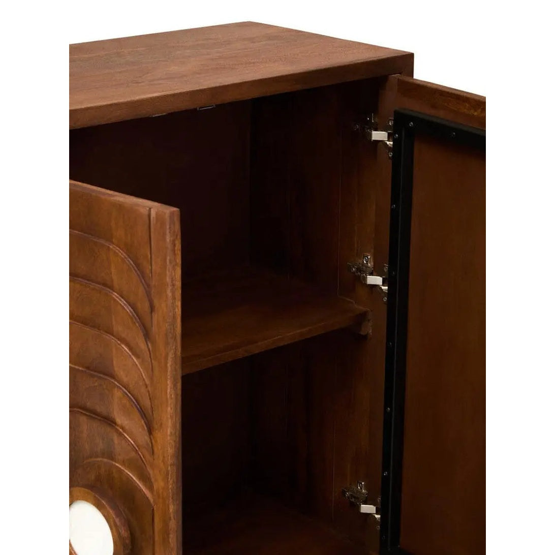 Sangra Two Door Mango Wood Carved Cabinet