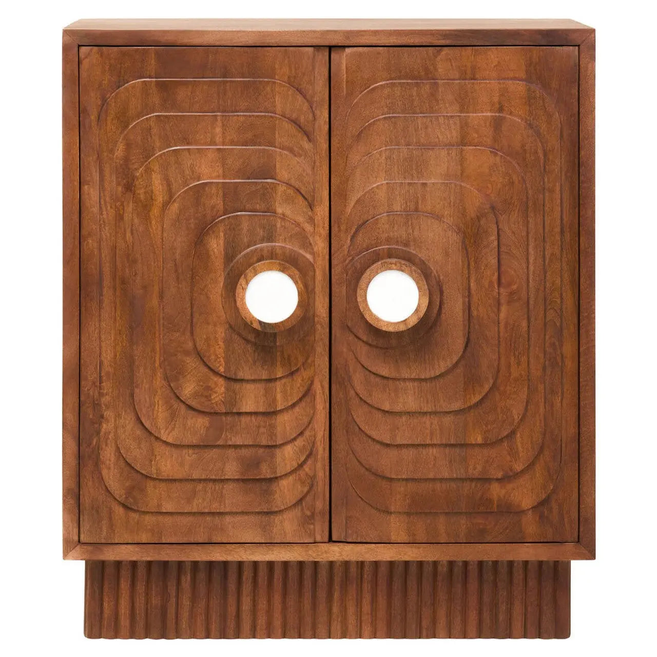 Sangra Two Door Mango Wood Carved Cabinet  Nicholas John Interiors