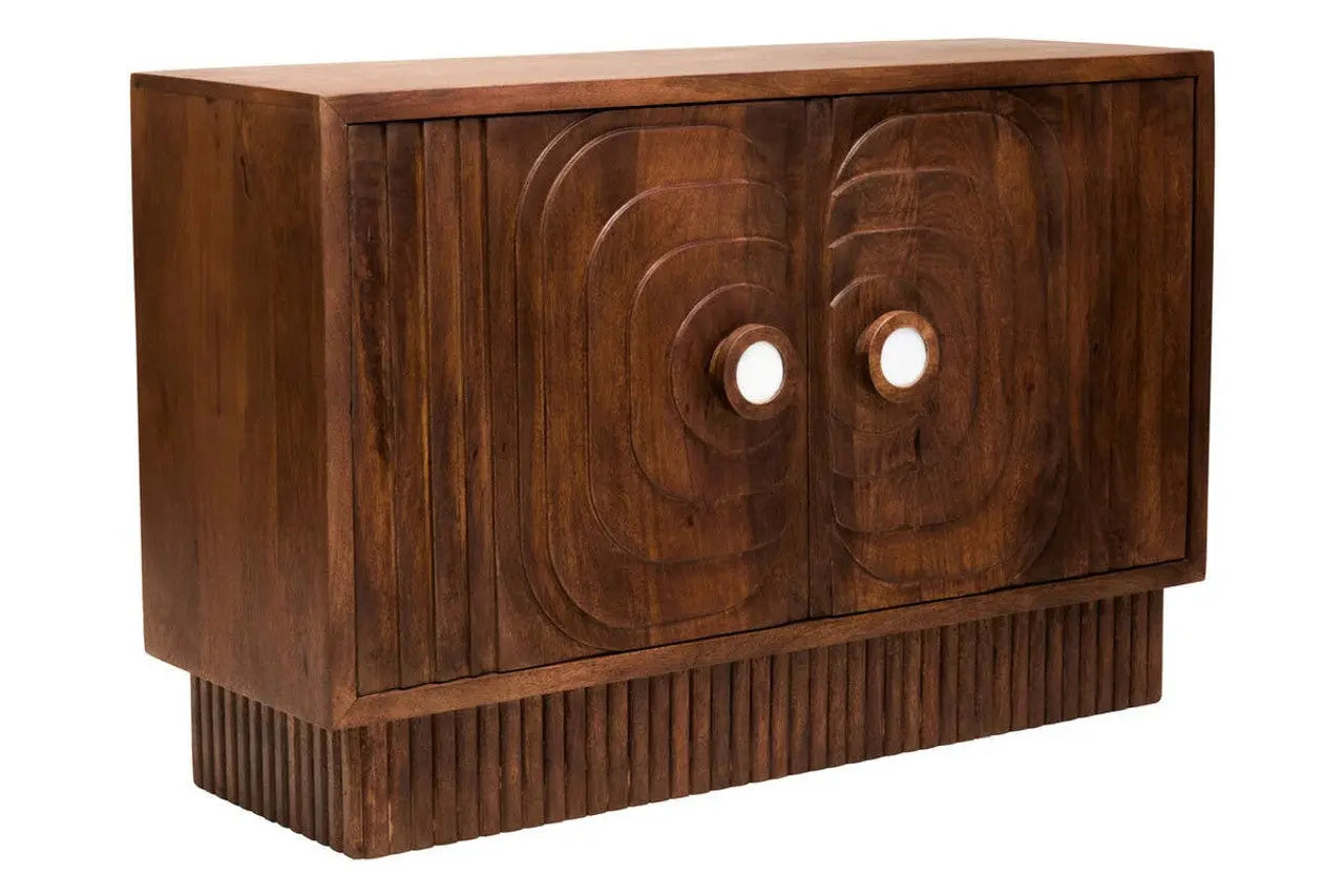 Sangra Two Door Mango Wood Carved Sideboard  Nicholas John Interiors