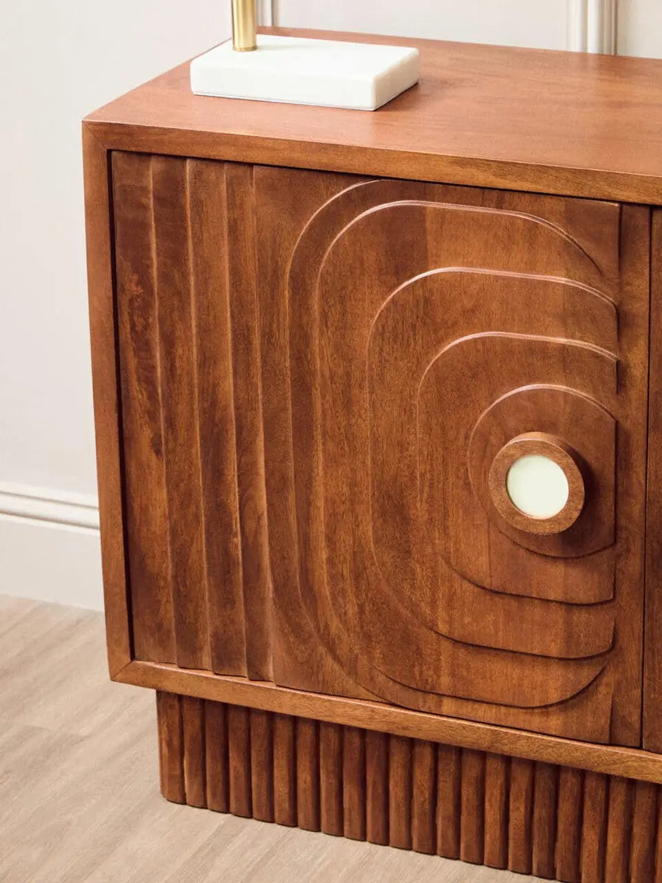 Sangra Two Door Mango Wood Carved Sideboard  Nicholas John Interiors