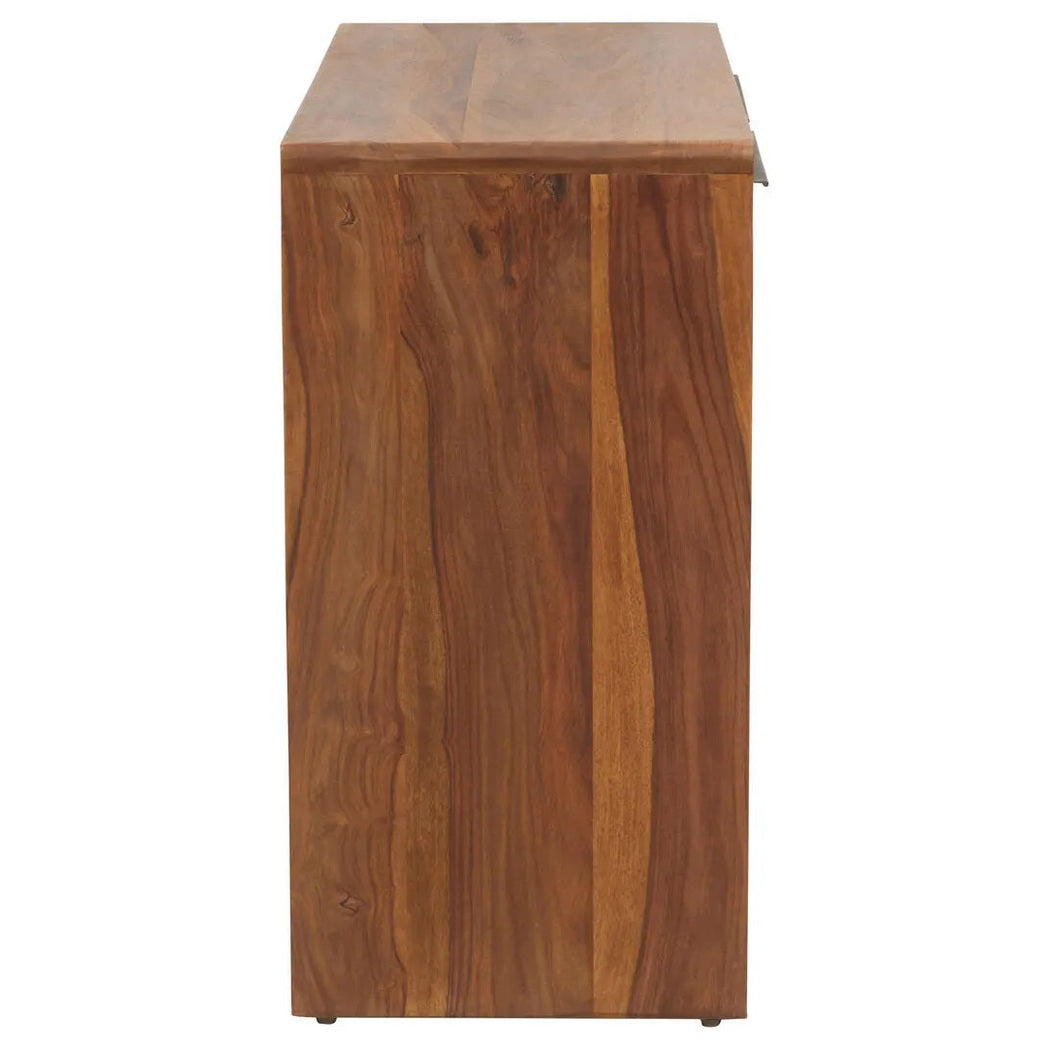 Sarahi Two Door Sheesham And Acacia Console Table   Nicholas John Interiors