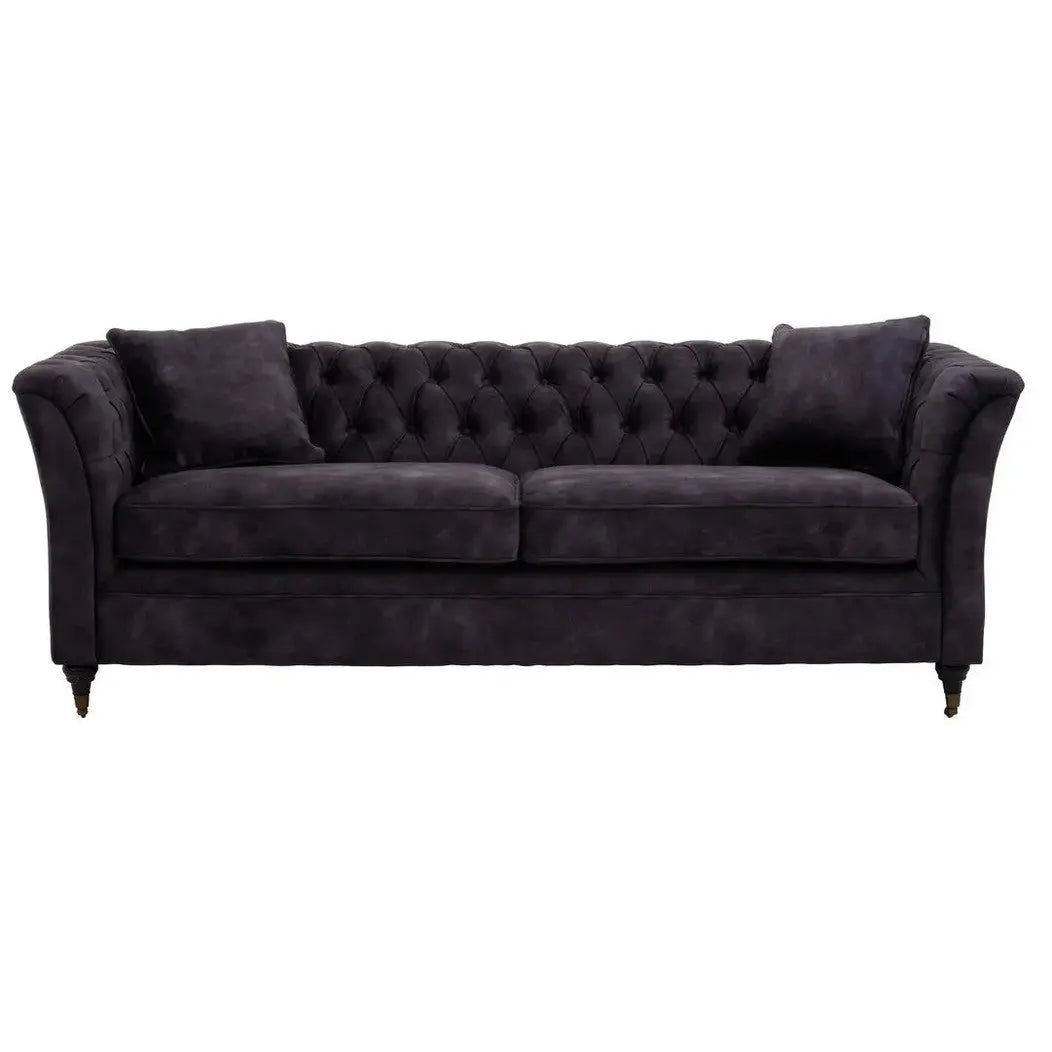 Sarina Three Seat Grey Velvet Sofa   Nicholas John Interiors