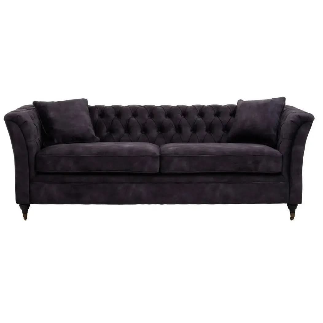 Sarina Three Seat Grey Velvet Sofa   Nicholas John Interiors