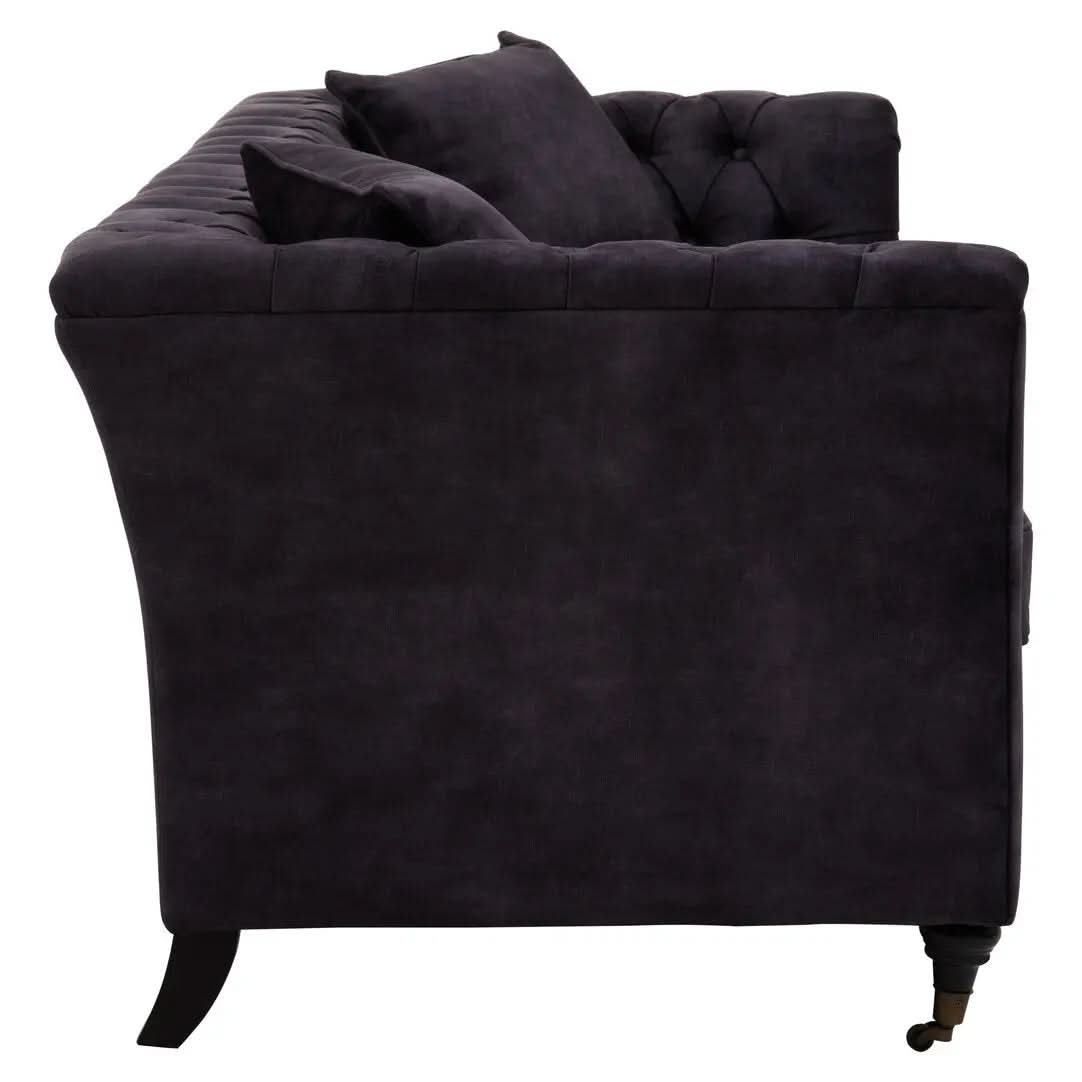 Sarina Three Seat Grey Velvet Sofa   Nicholas John Interiors