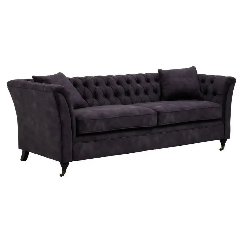 Sarina Three Seat Grey Velvet Sofa   Nicholas John Interiors