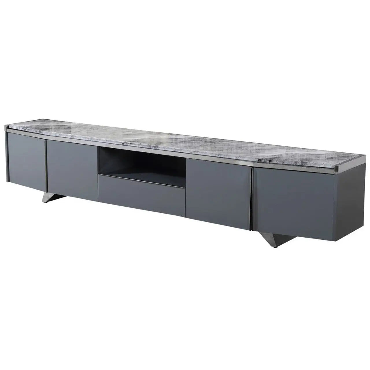 Savanno Grey Marble Top Media Unit   Nicholas John Interiors