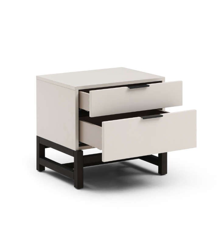 Tommy Franks Webb Bedside Table - Matte Beige   Nicholas John Interiors