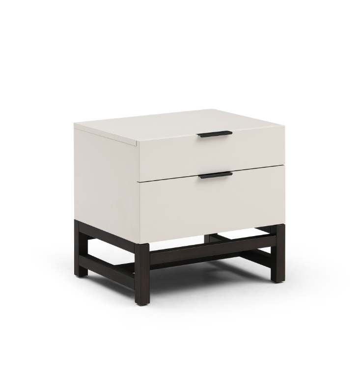 Tommy Franks Webb Bedside Table - Matte Beige   Nicholas John Interiors