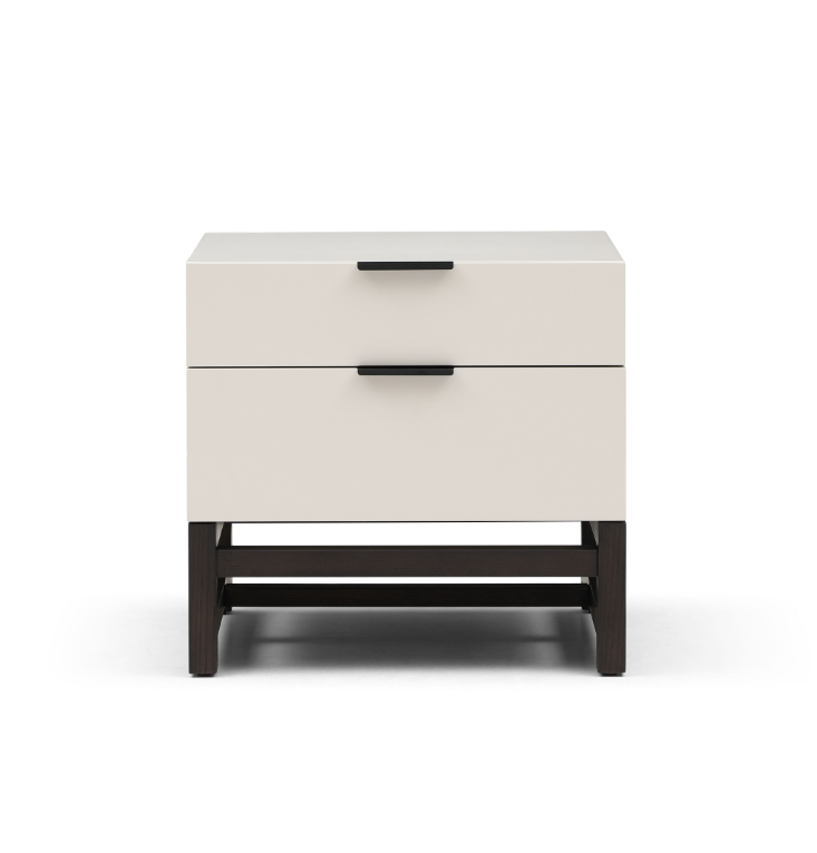 Tommy Franks Webb Bedside Table - Matte Beige   Nicholas John Interiors
