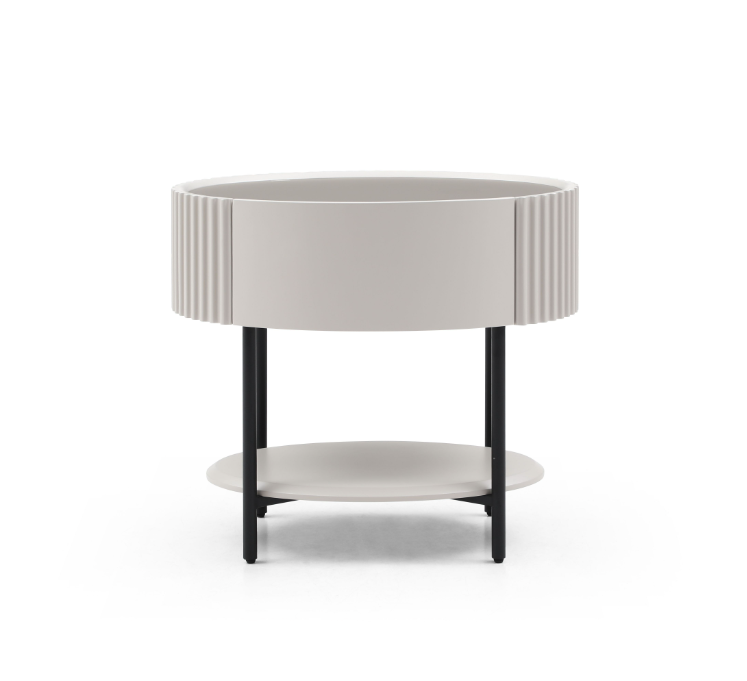 Tommy Franks Avola Bedside Table - Matte Beige   Nicholas John Interiors