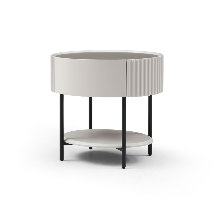 Tommy Franks Avola Bedside Table - Matte Beige   Nicholas John Interiors