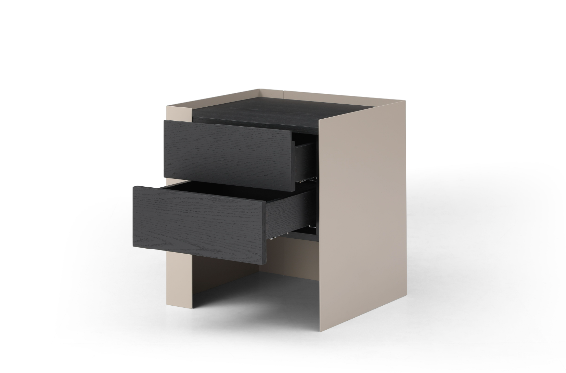 Tommy Franks Tunica Bedside Table - Taupe - Pair   Nicholas John Interiors