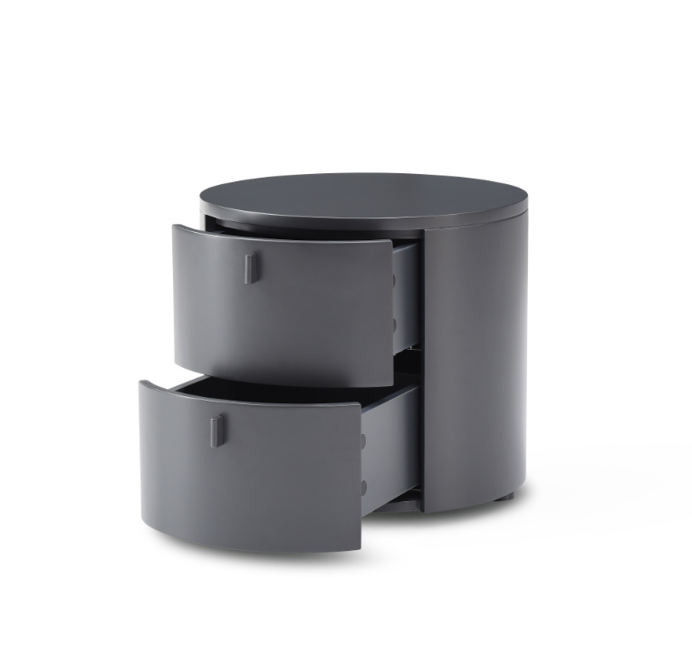 Tommy Franks Sims Bedside Table - Matte Anthracite   Nicholas John Interiors