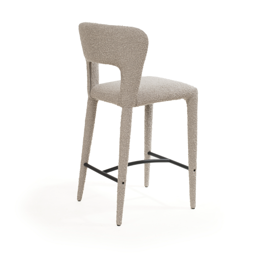 Tommy Franks Pari I Bar Stool - Chex Boucle Steam   Nicholas John Interiors