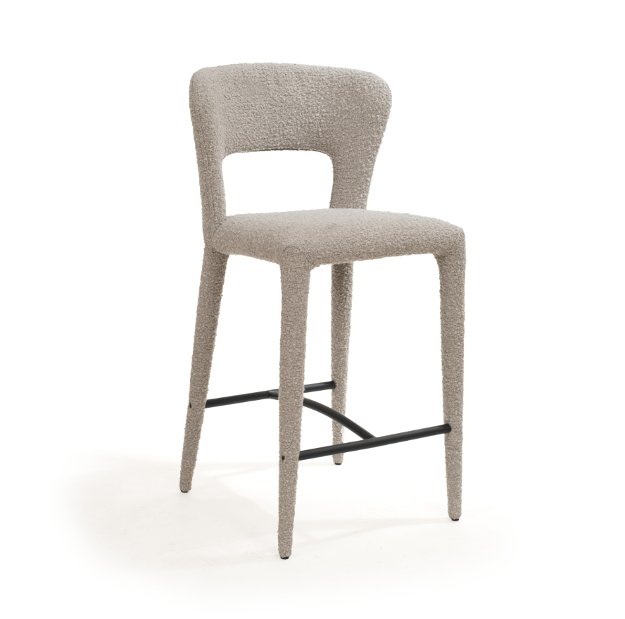 Tommy Franks Pari I Bar Stool - Chex Boucle Steam   Nicholas John Interiors
