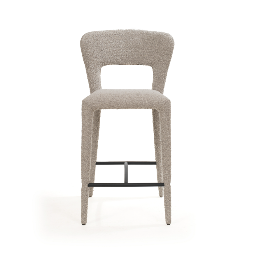 Tommy Franks Pari I Bar Stool - Chex Boucle Steam   Nicholas John Interiors