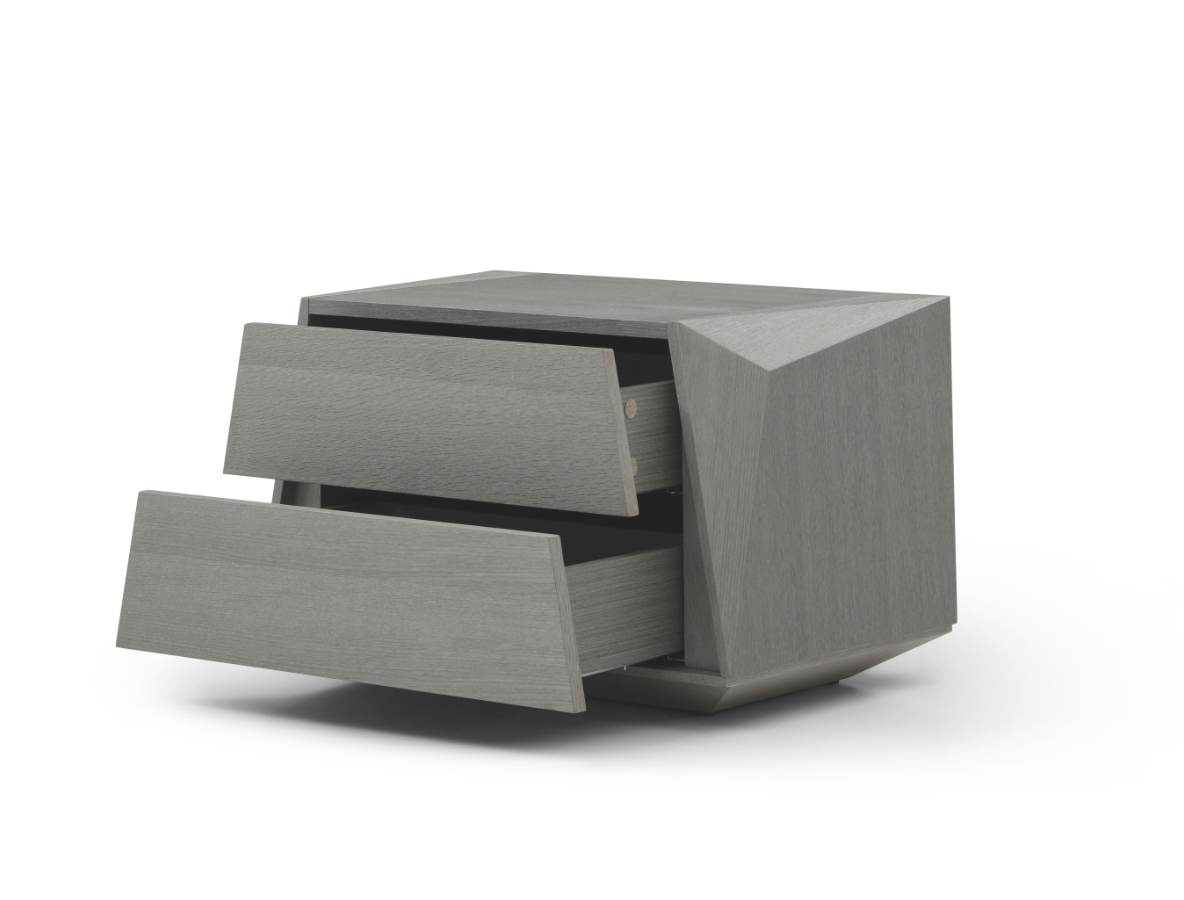 Tommy Franks Madon Wide 70cm Bedside Table in Dark Grey Oak