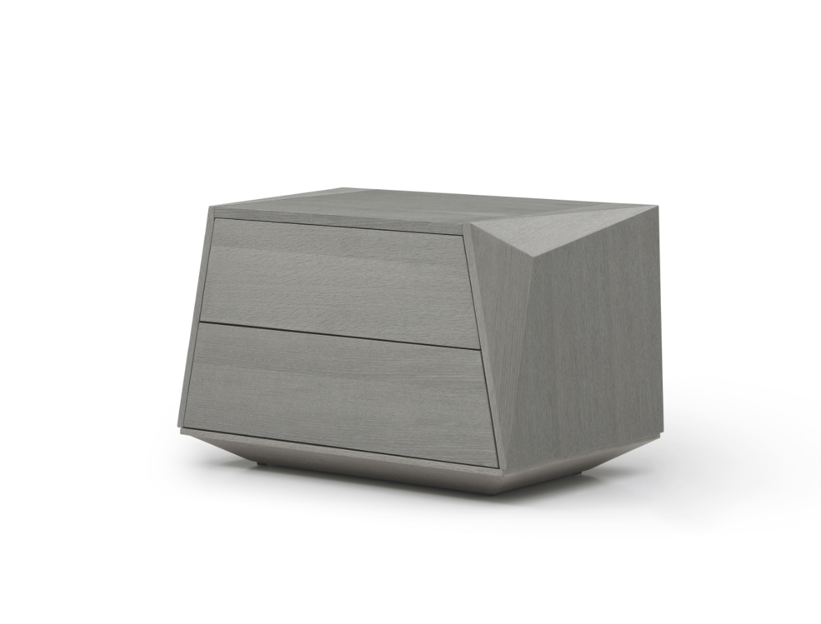 Tommy Franks Madon Wide 70cm Bedside Table in Dark Grey Oak