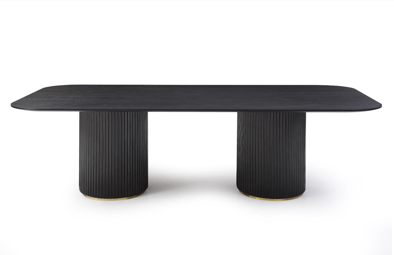 Tommy Franks Lantine 280 Dining Table - Black Oak & Brass