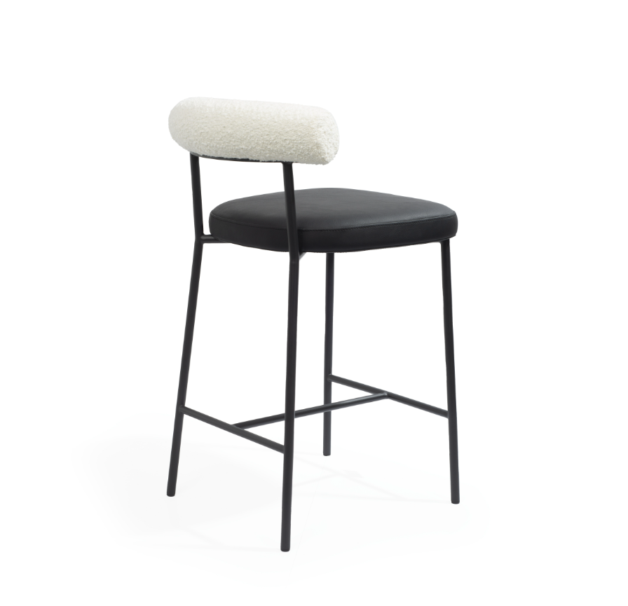Alita Stool - Mustang Black & Chex Bouclé Polar   Nicholas John Interiors