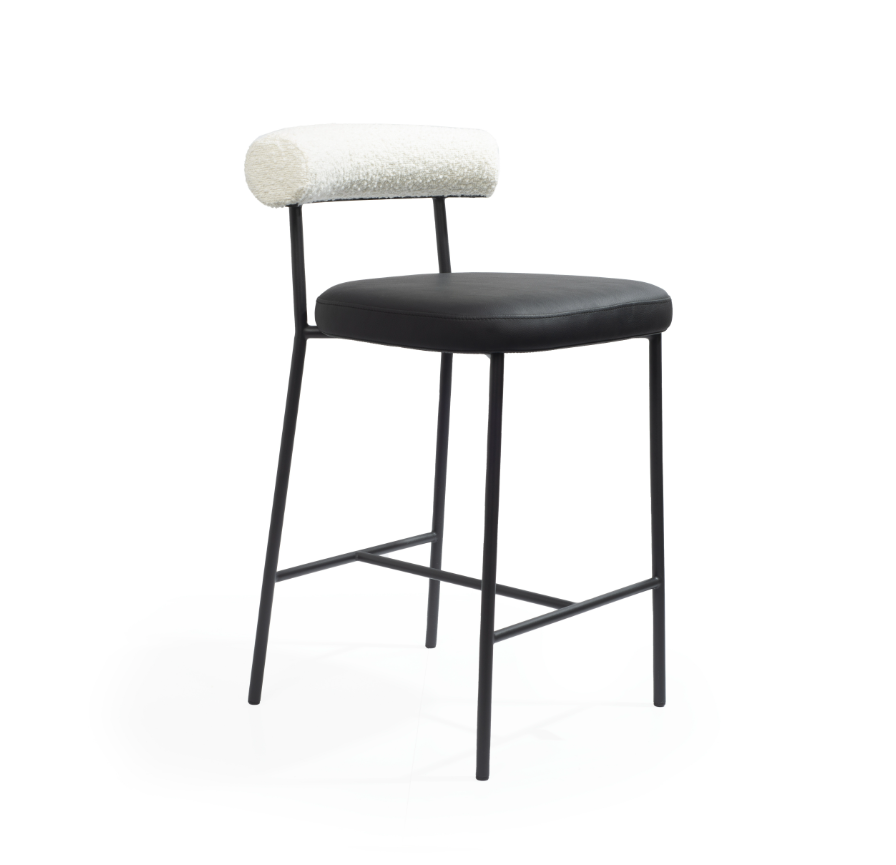 Alita Stool - Mustang Black & Chex Bouclé Polar   Nicholas John Interiors
