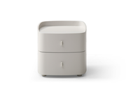Tommy Franks Vertu Bedside Table - Matte Beige   Nicholas John Interiors