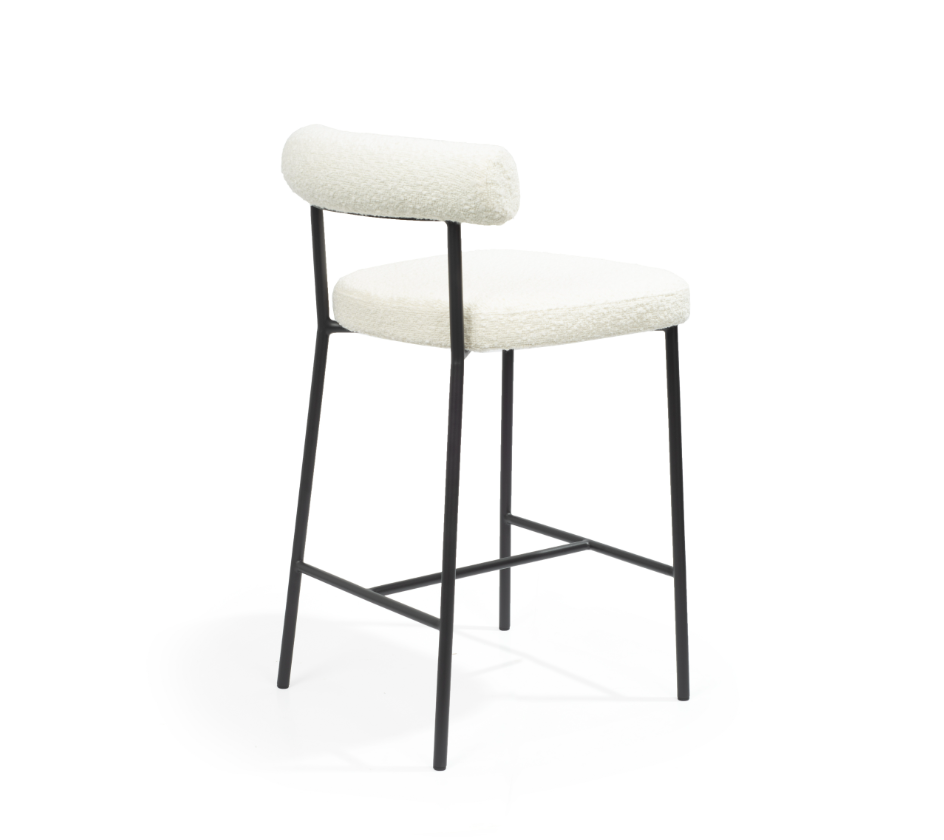 Tommy Franks Alita Stool - Chex Bouclé Polar   Nicholas John Interiors