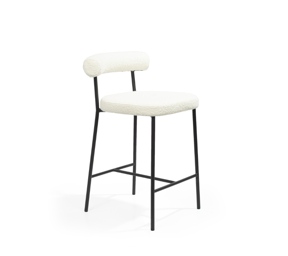 Tommy Franks Alita Stool - Chex Bouclé Polar   Nicholas John Interiors