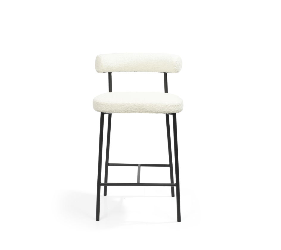 Tommy Franks Alita Stool - Chex Bouclé Polar   Nicholas John Interiors