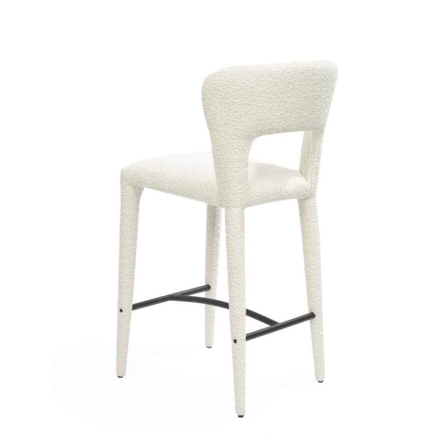 Tommy Franks Pari I Bar Stool - Chex Polar Bouclé   Nicholas John Interiors
