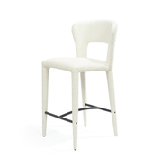 Tommy Franks Pari I Bar Stool - Chex Polar Bouclé   Nicholas John Interiors