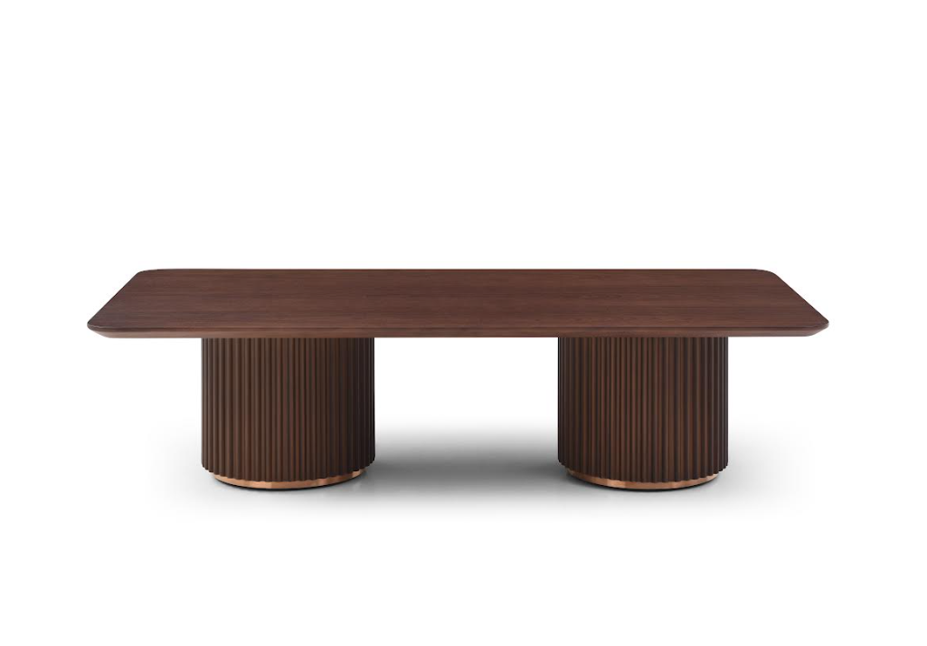Tommy Franks Lantine Double Pedestal Coffee Table in Walnut   Nicholas John Interiors