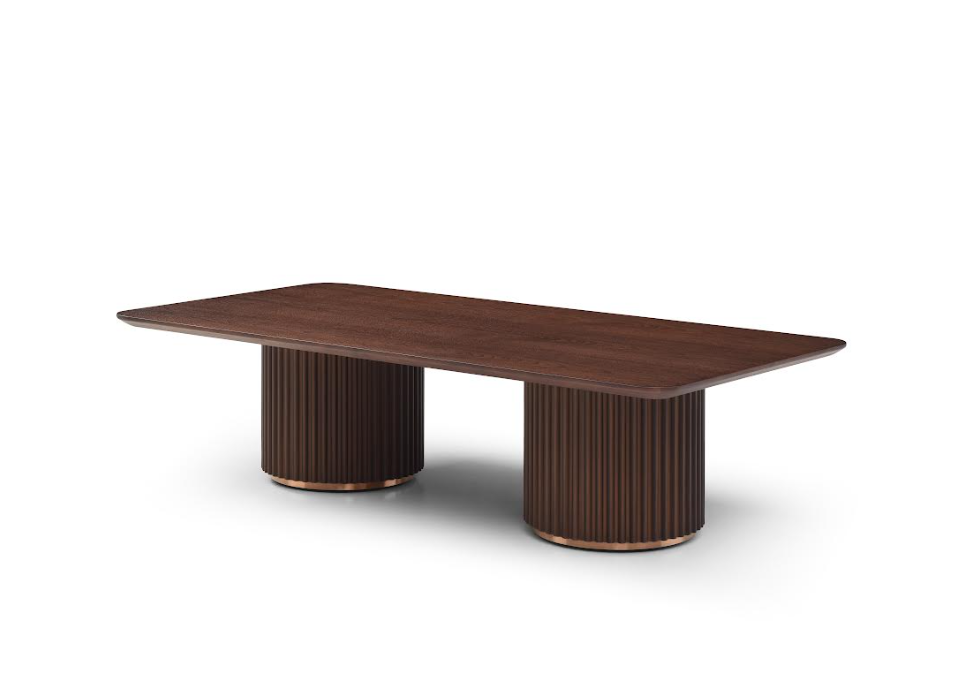Tommy Franks Lantine Double Pedestal Coffee Table in Walnut   Nicholas John Interiors