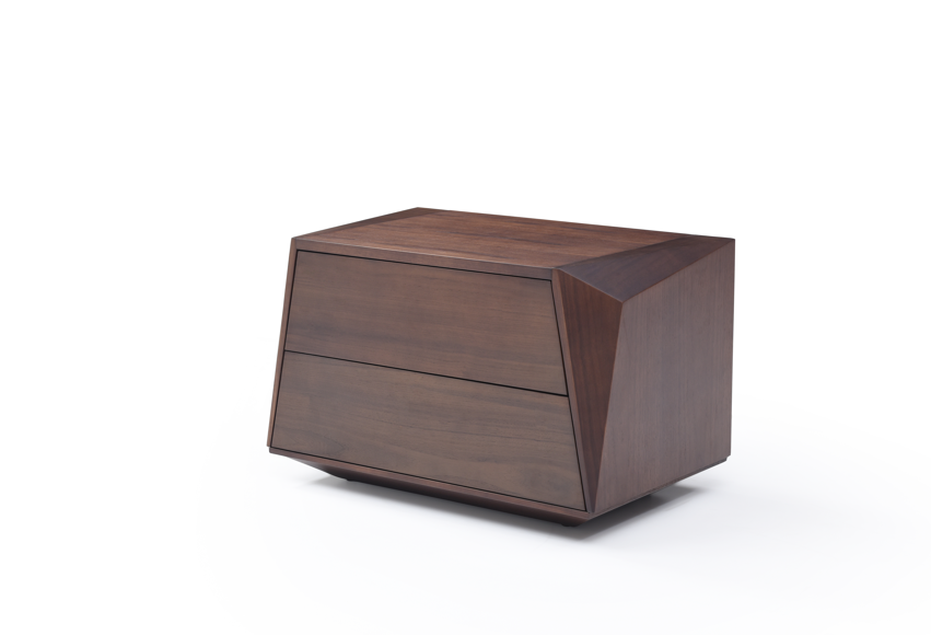 Madon Wide Bedside Table 700mm - Walnut   Nicholas John Interiors
