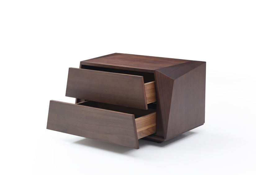 Madon Wide Bedside Table 700mm - Walnut   Nicholas John Interiors