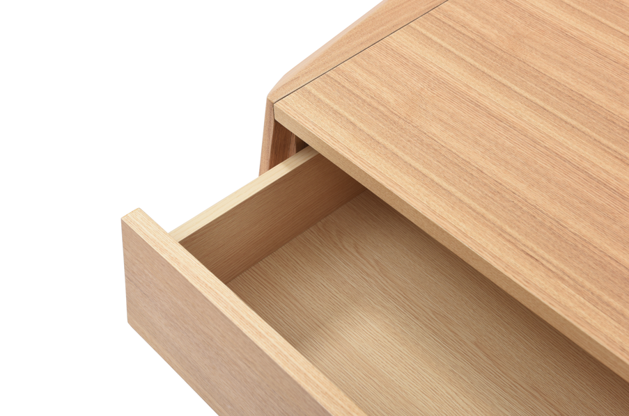 Tommy Franks Madon Wide Bedside Table 700mm - Ash Oak   Nicholas John Interiors