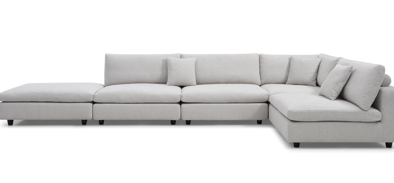 Tommy Franks Blanco 5 Piece Modular Sofa - Avery Velour Cream   Nicholas John Interiors