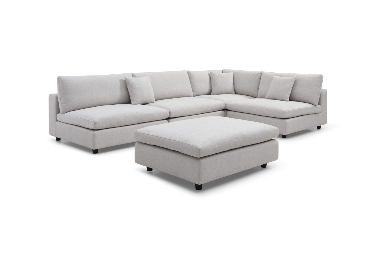 Tommy Franks Blanco 5 Piece Modular Sofa - Avery Velour Cream   Nicholas John Interiors