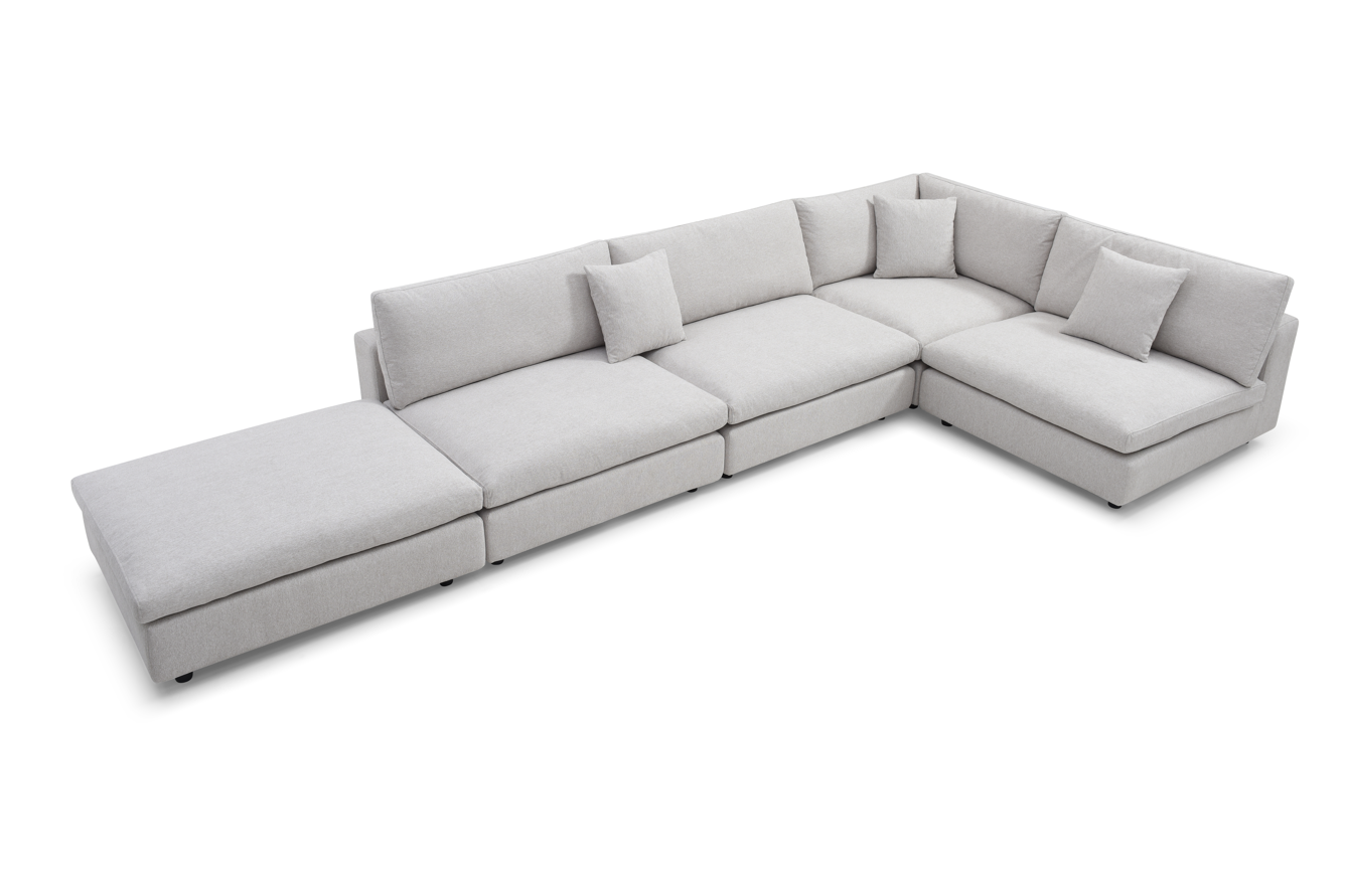 Tommy Franks Blanco 5 Piece Modular Sofa - Avery Velour Cream   Nicholas John Interiors