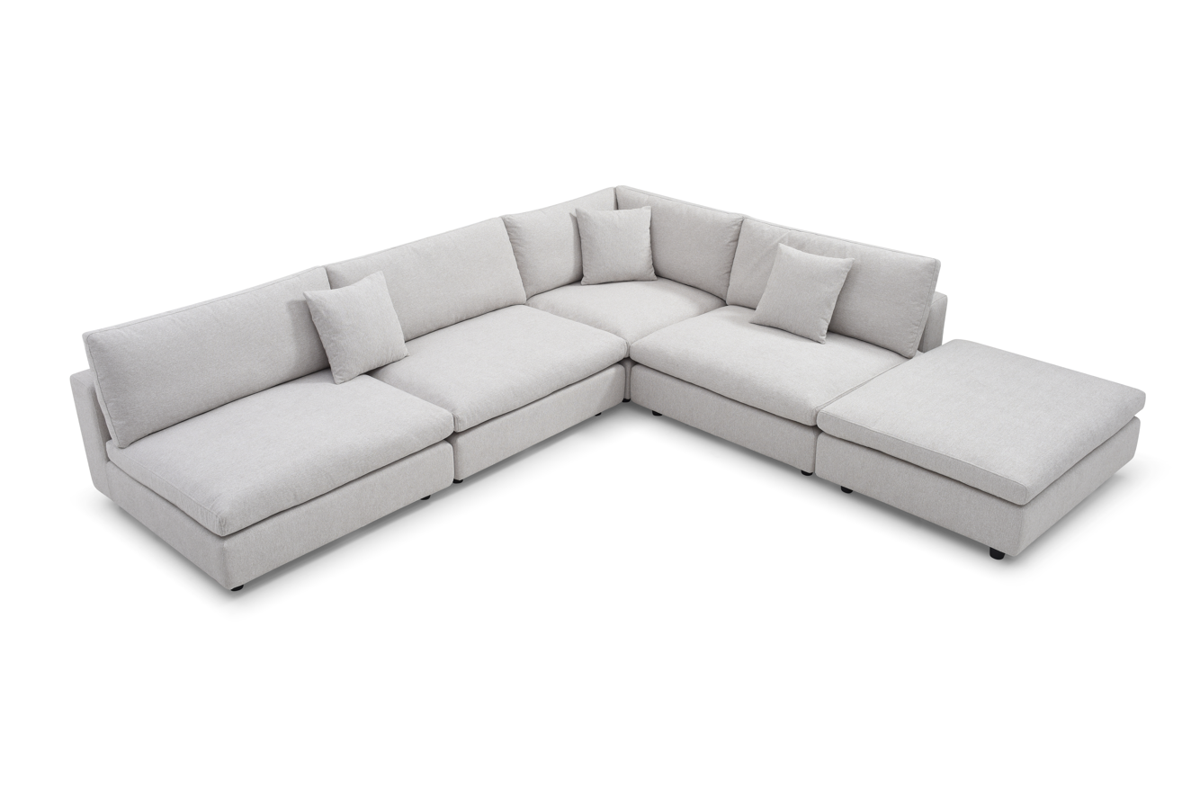 Tommy Franks Blanco 5 Piece Modular Sofa - Avery Velour Cream   Nicholas John Interiors