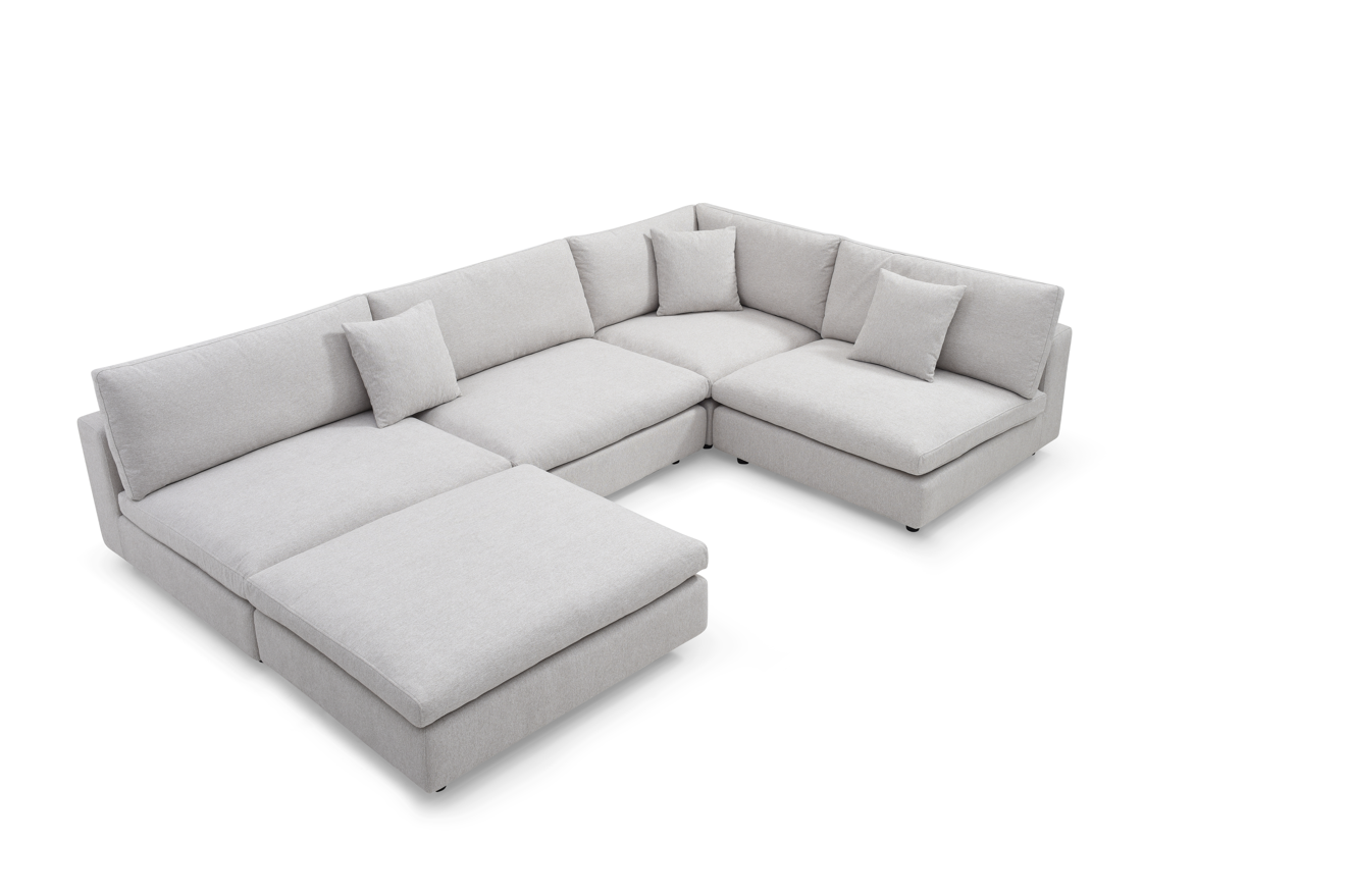 Tommy Franks Blanco 5 Piece Modular Sofa - Avery Velour Cream   Nicholas John Interiors