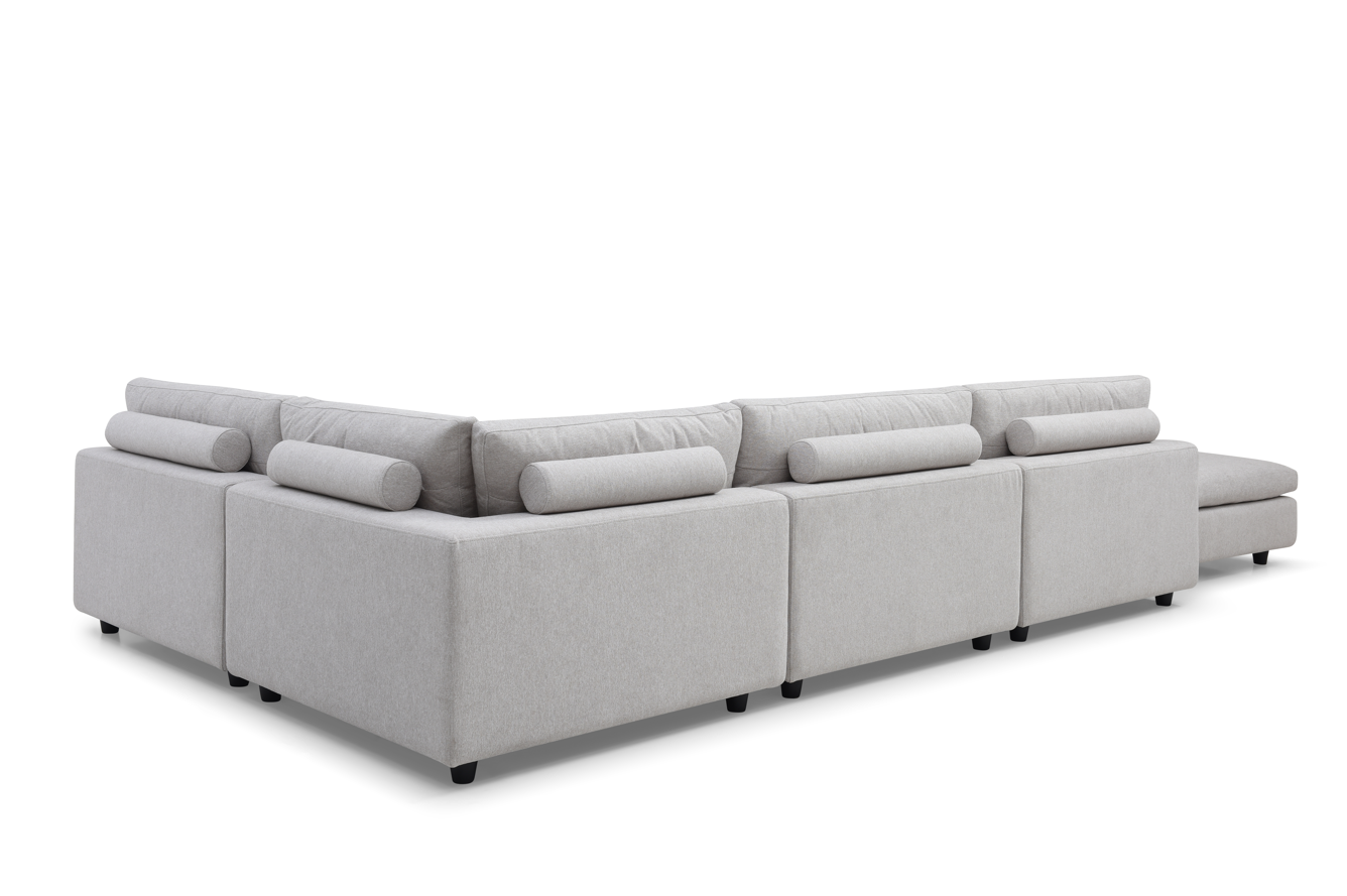 Tommy Franks Blanco 5 Piece Modular Sofa - Avery Velour Cream   Nicholas John Interiors