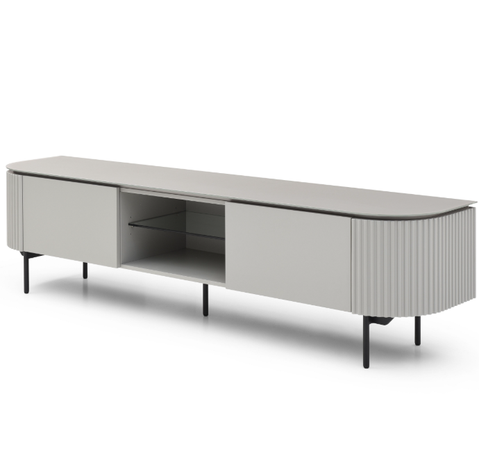 Tommy Franks Lantine TV Unit in Matte Light Grey   Nicholas John Interiors