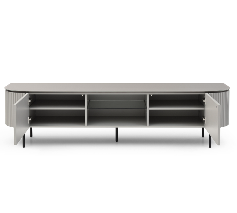 Tommy Franks Lantine TV Unit in Matte Light Grey   Nicholas John Interiors