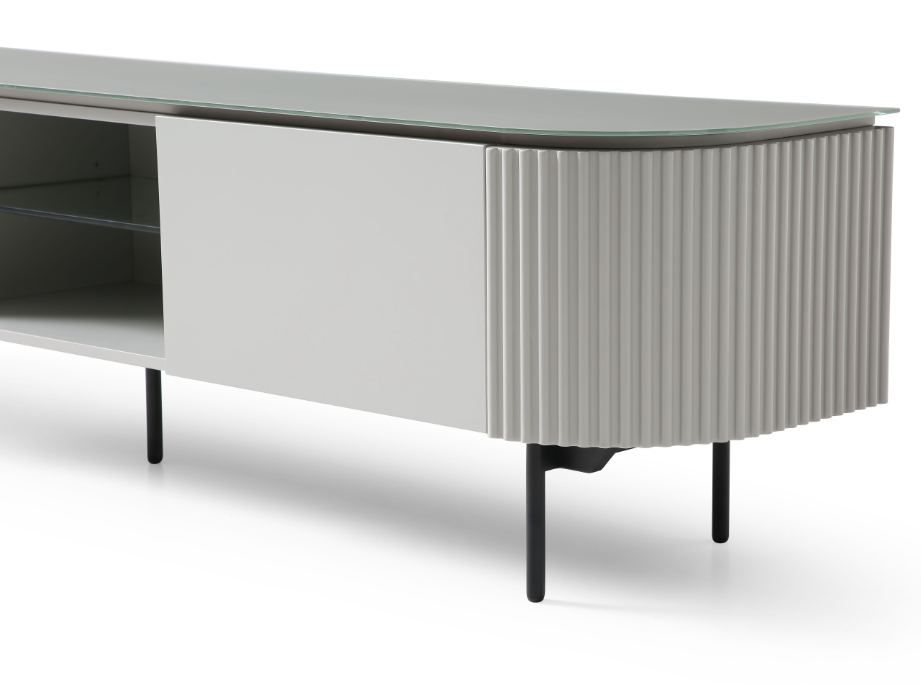 Tommy Franks Lantine TV Unit in Matte Light Grey   Nicholas John Interiors