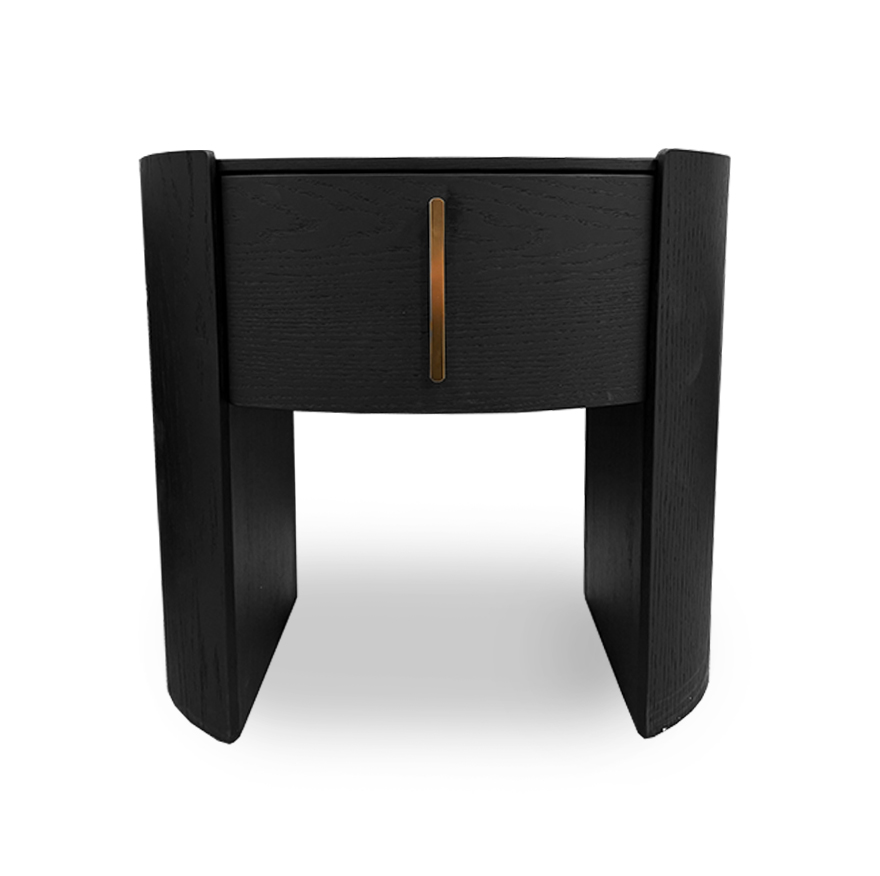 Tommy Franks Tulume Bedside - Matt Black Oak   Nicholas John Interiors