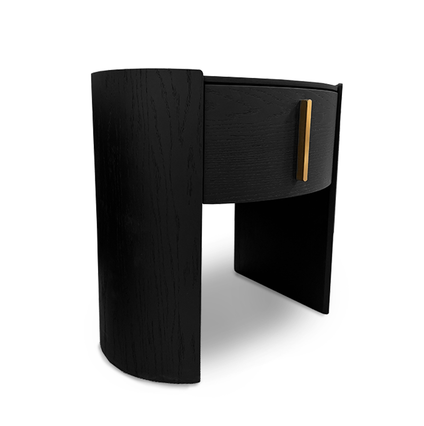Tommy Franks Tulume Bedside - Matt Black Oak   Nicholas John Interiors