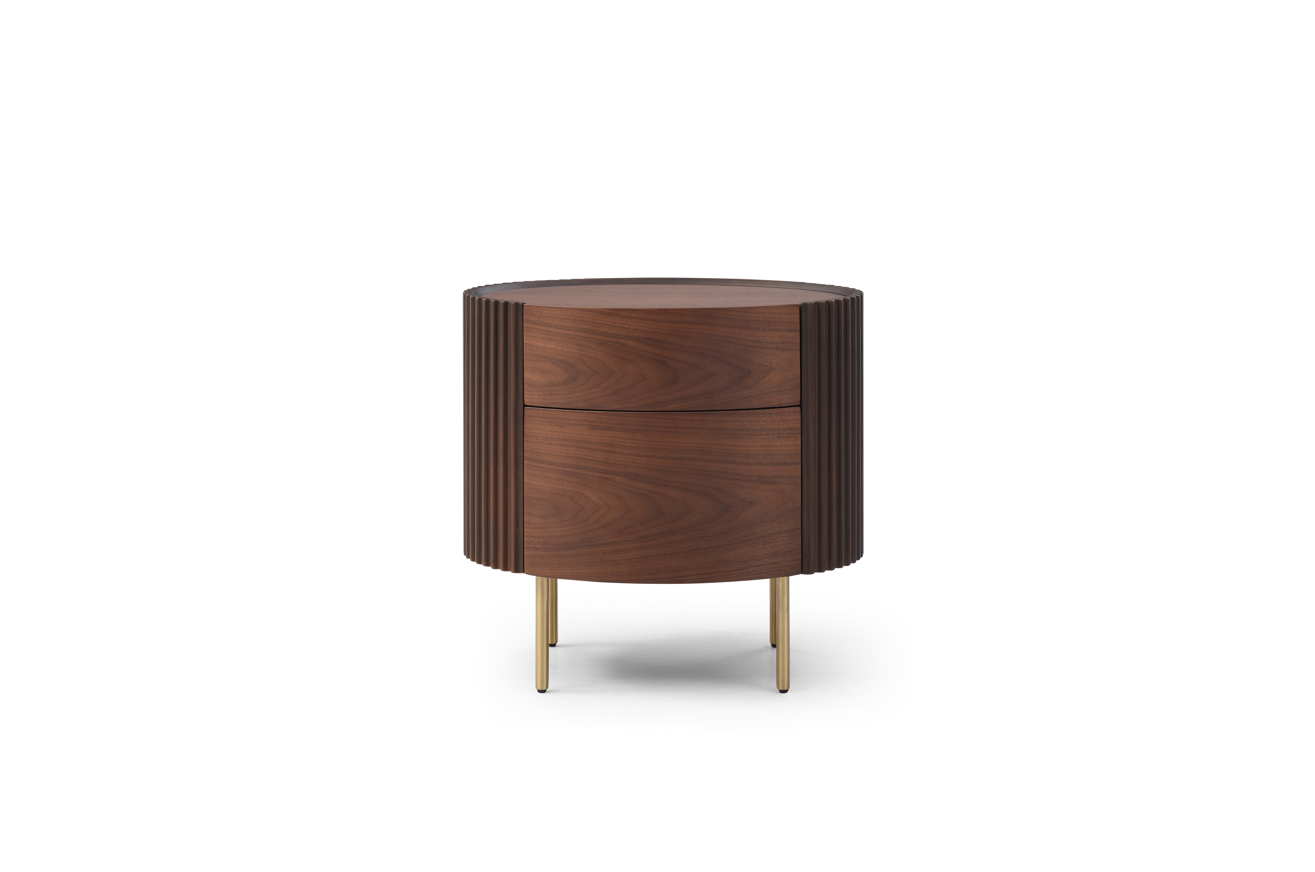 Lantine Bedside Table - Walnut & Brass   Nicholas John Interiors