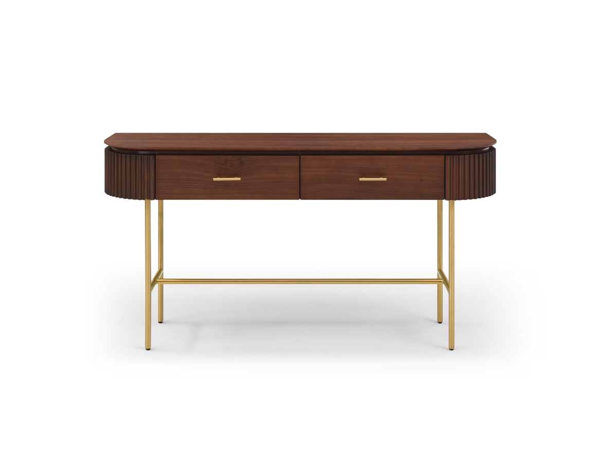 Lantine Console - Walnut & Brass   Nicholas John Interiors