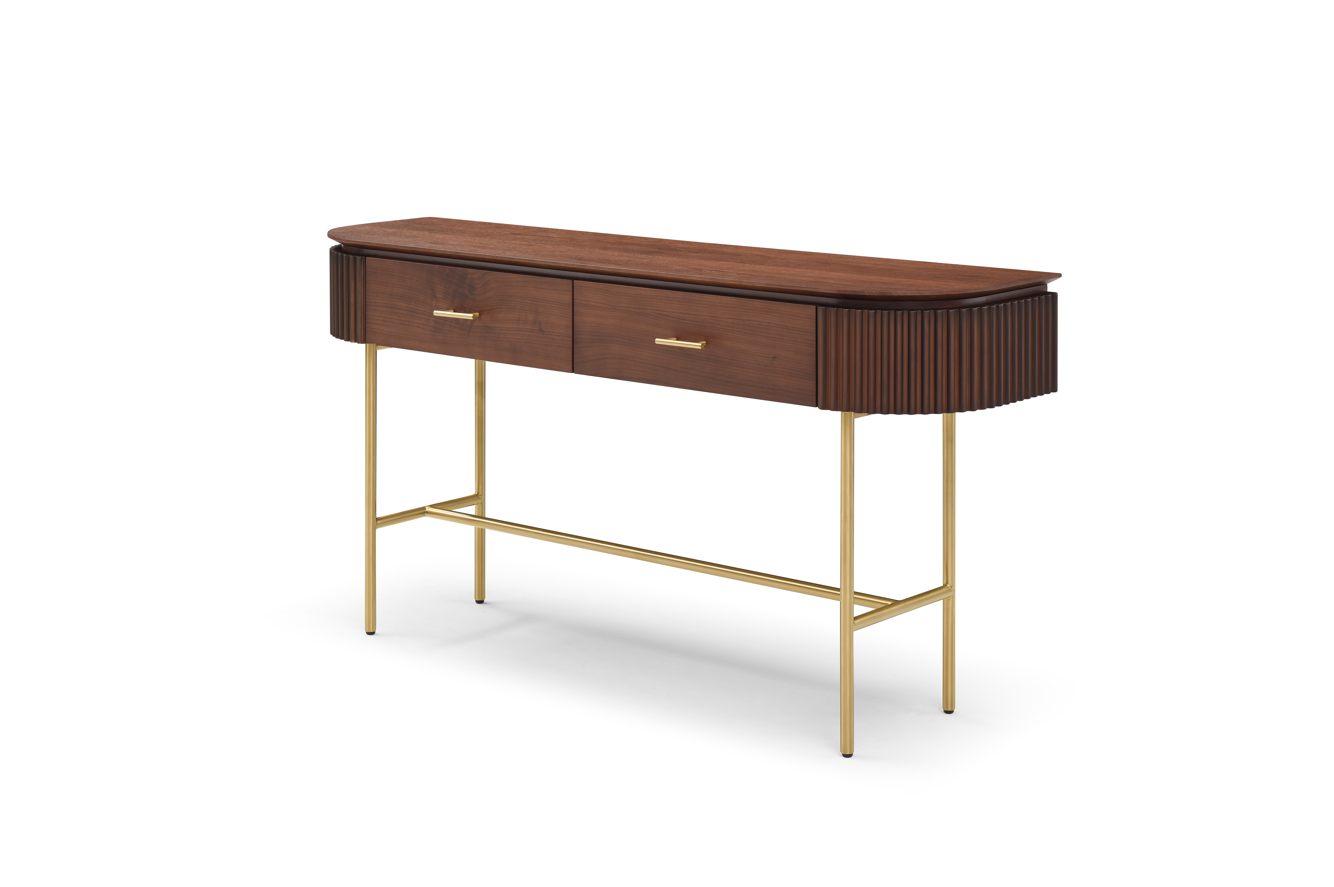 Lantine Console - Walnut & Brass   Nicholas John Interiors